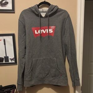 Mens Levi's Charcoal Hoodie with Crimson Logo